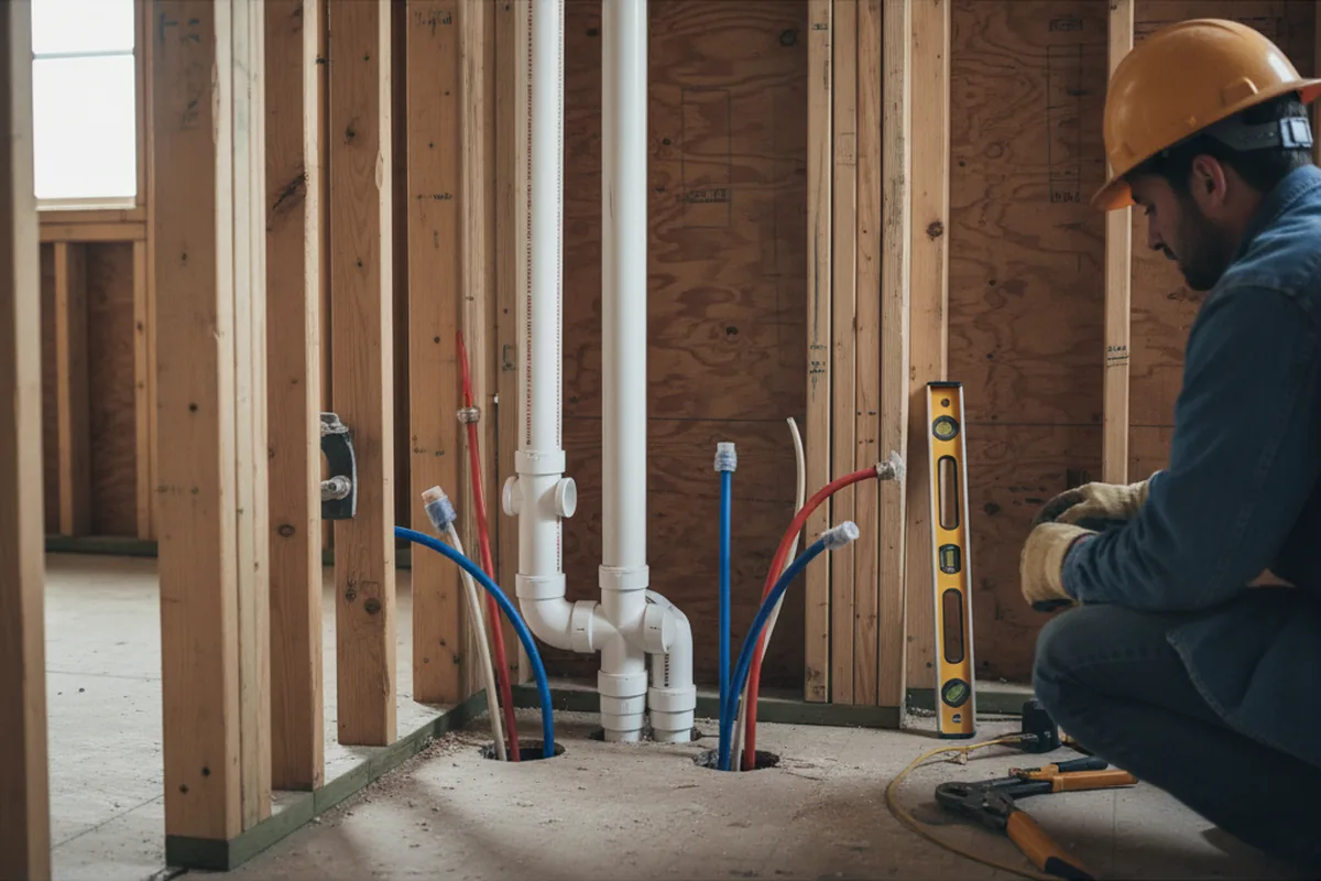Drain and supply rough-in during Sump Pump Repair in New Manchester